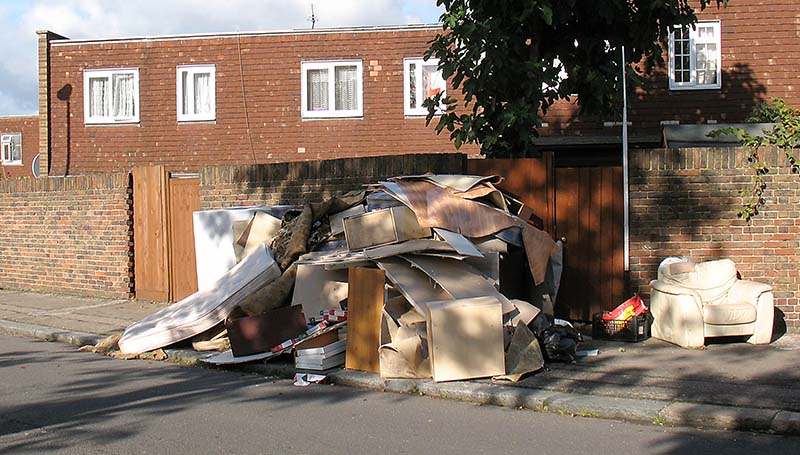 Large amount of fly-tipping waste dumped
