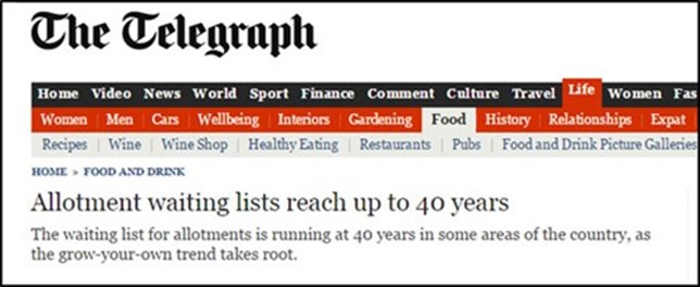 Telegraph article about allotment waiting lists