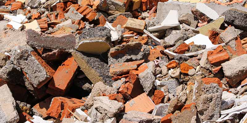 Bricks and rubble ready for removal