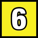 Number 6 with a yellow background