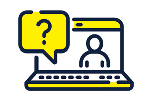 Account question mark with a laptop icon illustration