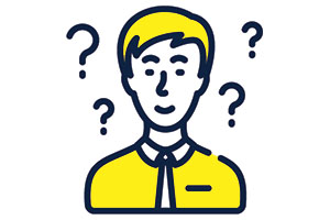 General question mark icon with a person illustration