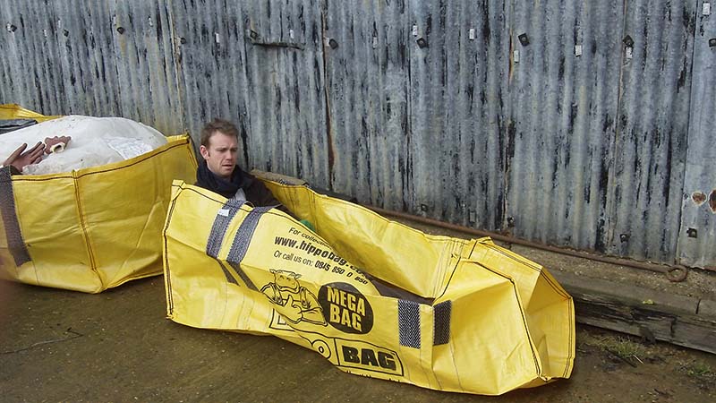 A person sat inside a HIPPO MEGABAG