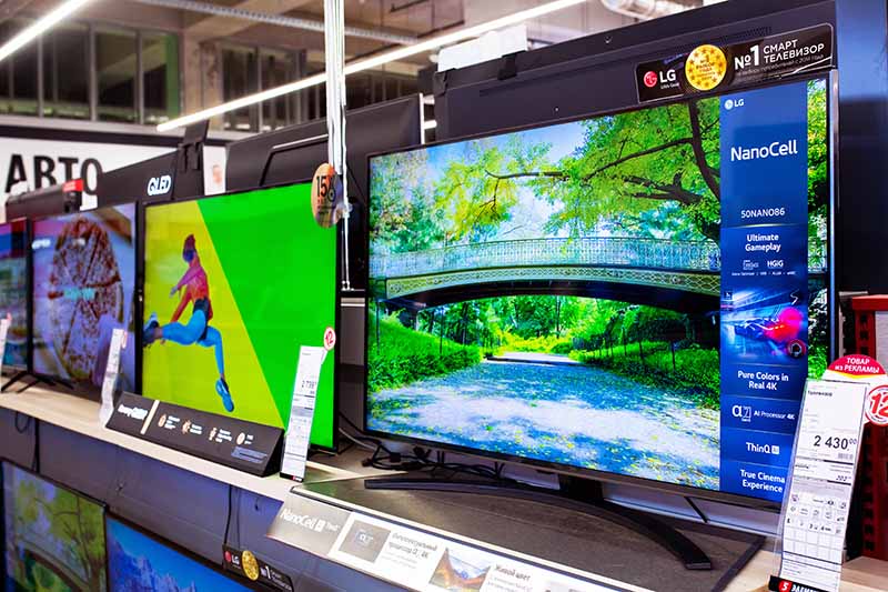 New TVs on display at a retail store