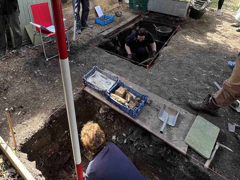 People unearthing Hyde Abbey during the community archaeology dig