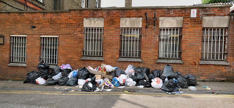 Fly-tipping on side of the road