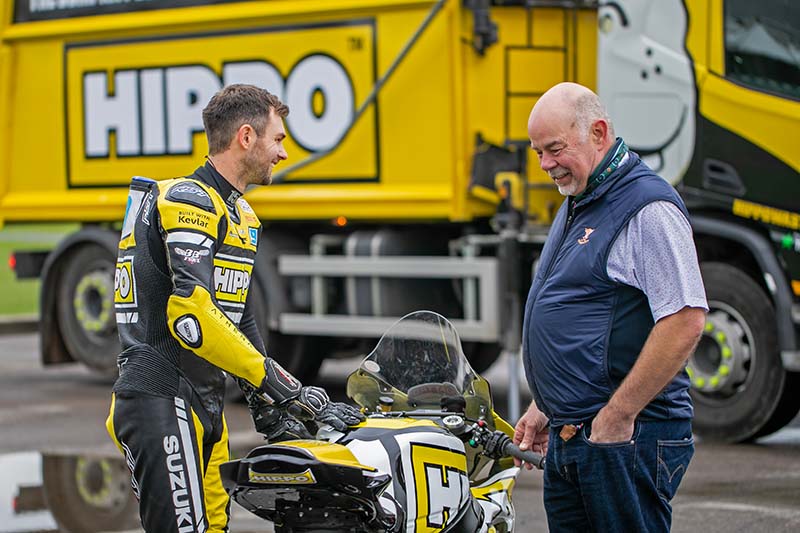 Shane Richardson and Gareth Lloyd-Jones with the HIPPO Suzuki superbike