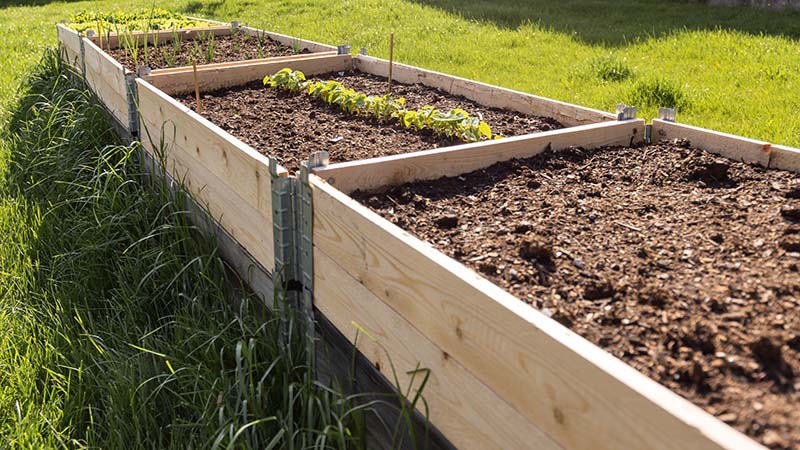 Raised garden bed using pallet collars