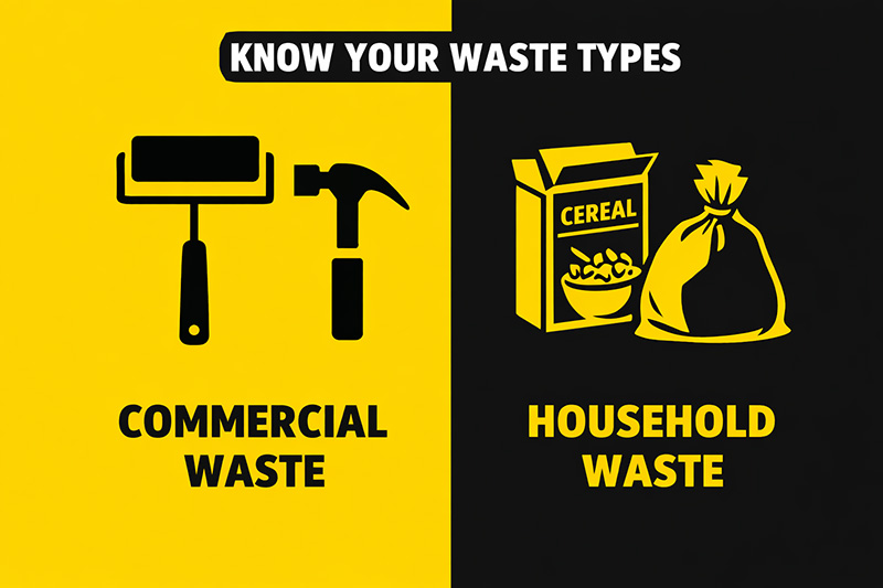 Comparison chart between commercial landlord waste and household tenant waste